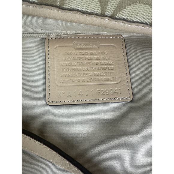 COACH Convertible Hobo Shoulder Bag Crossbody Tan Green Stripe Purse F29941 - Picture 4 of 16